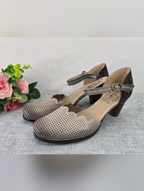 L'Artiste Parchelle Heels Shoes Perforated Hand Painted Leather Women EU42 11.5